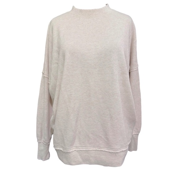Aerie Waffle Crew Neck Oversized Sweatshirt Sweater Size XSMALL - Picture 1 of 9